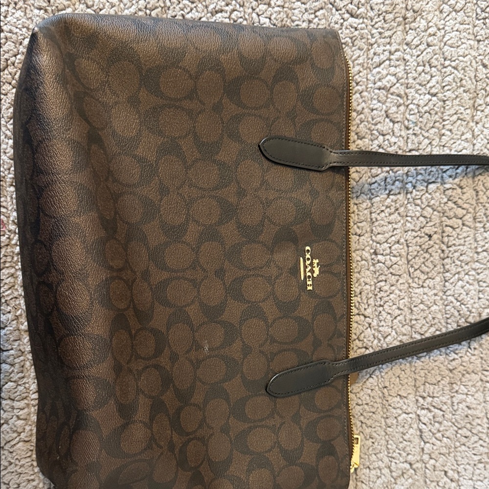 Coach Brown and Black Signature Tote
